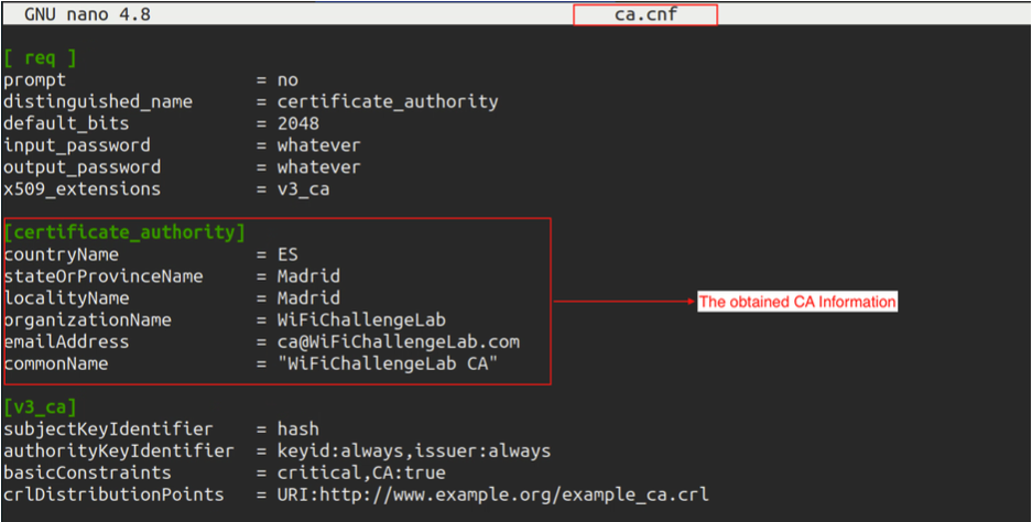 ca.cnf configuration file